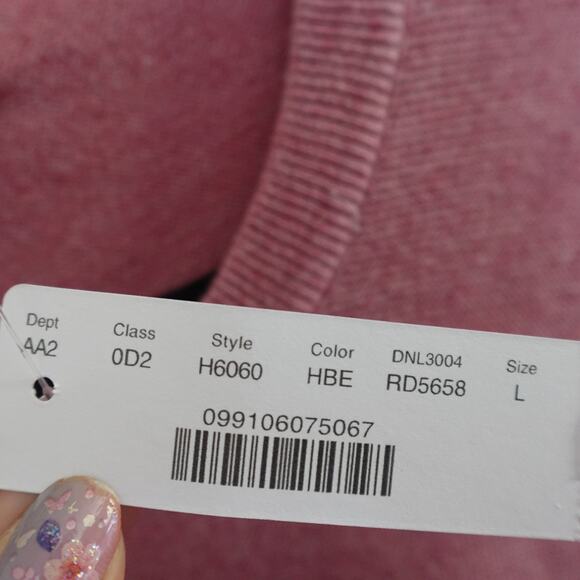 NWT J Crew Men's Cotton Crewneck Sweater in Garter Stitch Size L Pink Casual - Picture 3 of 10